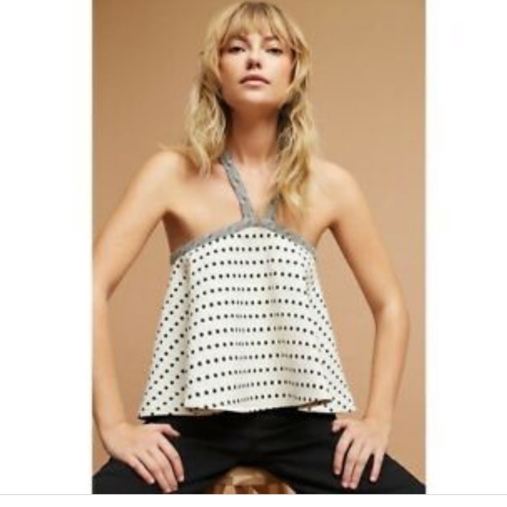 Anthropologie polka dot swing top